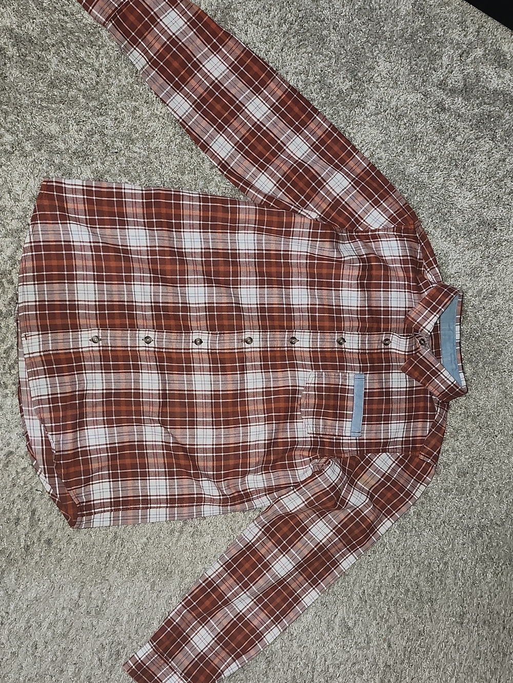 Cat & Jack Rust and White Plaid Long-Sleeve Button-Down Shirt